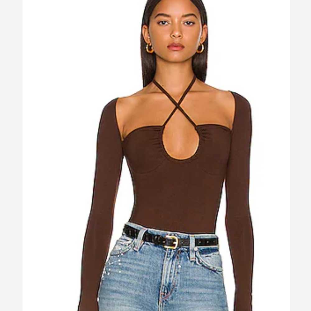 Superdown Chocolate Long Sleeve Bodysuit